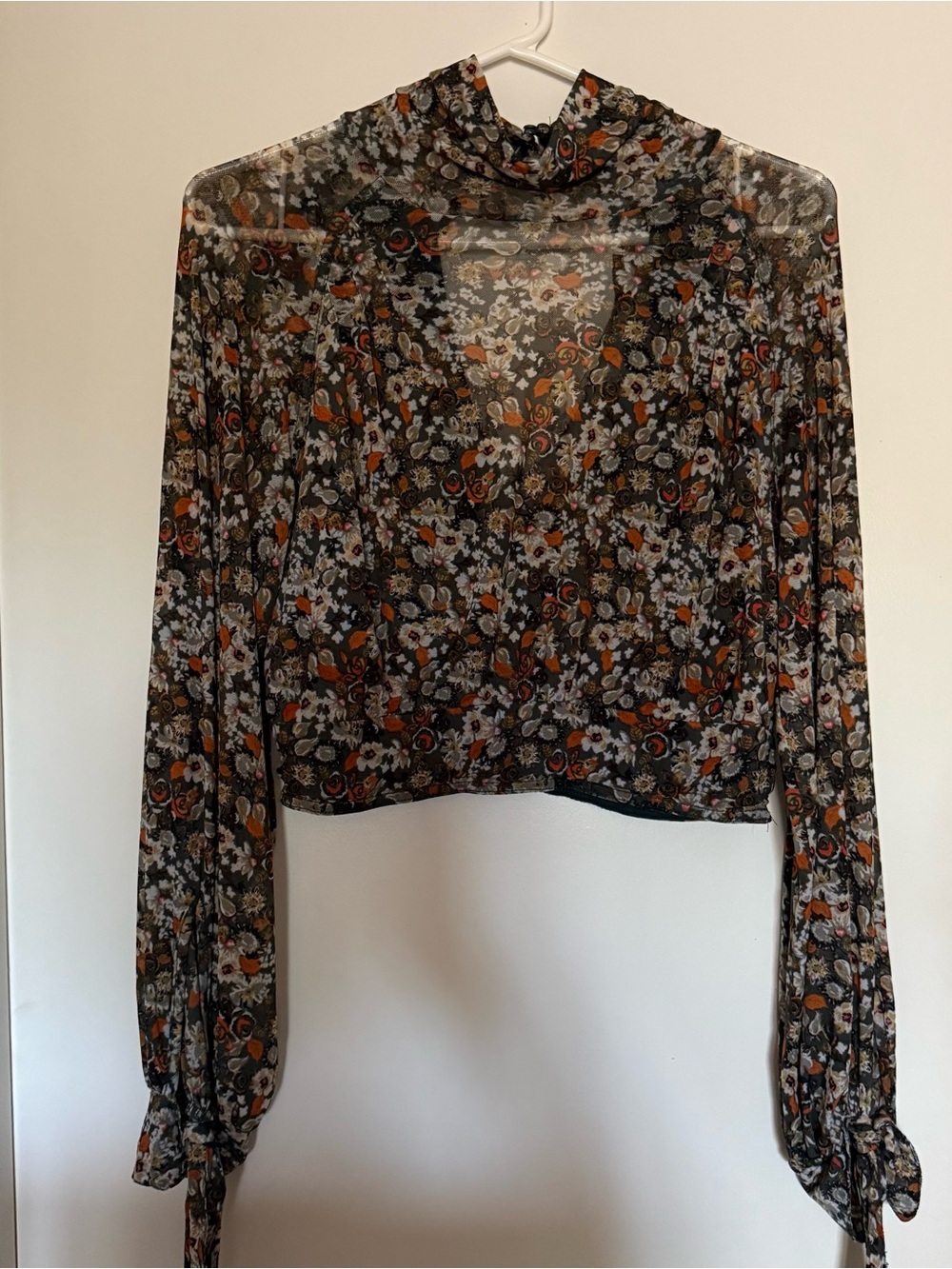 Free People | all dolled up floral mesh high neck long sleeve boho blouse